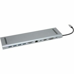 Statie de andocare pentru laptop 11 in 1 Techstar® CYC11IN1, 3 x USB 2.0. 1 x USB 3.0, LAN RJ45 Ethernet, Cititor De Carduri SD/TF, AUX Port 3.5 mm, HDMI, VGA, PD Port, Gri imagine