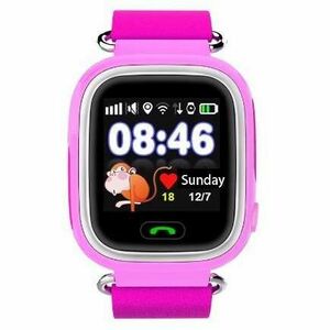 Resigilat Ceas Smartwatch Copii Techstar® Q90, 1.22 inch IPS, Slot Cartela SIM, Bluetooth 4.0, Tracker GPS, AGPS, LBS, WIFI, Buton SOS, Apelare, Roz imagine