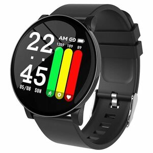 Resigilat Ceas Smartwatch Techstar® W8 Negru, 1.3 inch IPS, Monitorizare Cardiaca, Tensiune. Oxigenare, Sedentary, Bluetooth, IP65 imagine
