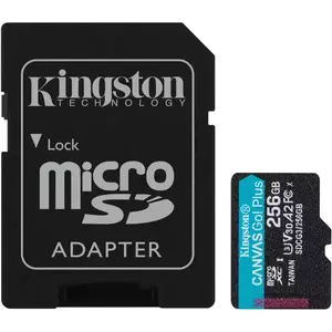 Card de memorie MicroSD Kingston Canvas GO Plus, 256GB, Clasa 10, UHS-I, Adaptor inclus imagine