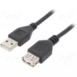 Prelungitor, USB 2.0 (T) la USB 2.0 (M), 3m, conectori auriti, negru imagine