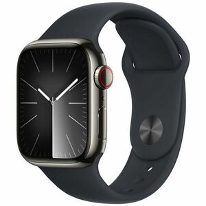 Apple Watch 9, GPS, Cellular, Carcasa Graphite Stainless Steel 41mm, Midnight Sport Band - M/L imagine