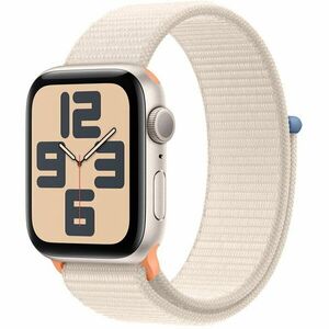 Apple Watch SE (2023), GPS, Carcasa Starlight Aluminium 40mm , Starlight Sport Loop imagine