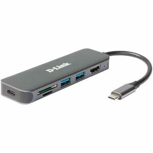 HUB USB D-LINK DUB-2327, USB Type C, cablu 10 cm, metalic, Argintiu imagine