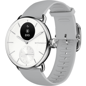 Smartwatch Withings Scanwatch 2, 38mm, Ecran OLED, Sticla Safir, Monitorizare Somn, Activitate, Temperatura, SpO2 (Argintiu/Alb) imagine