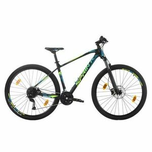 Bicicleta MTB Sprint Apolon 29inch, 520 mm, 2022 Negru Mat/Cyan/Verde Neon imagine