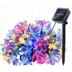 Instalatie solara flori de cires RGB cu 50 led-uri multicolor imagine