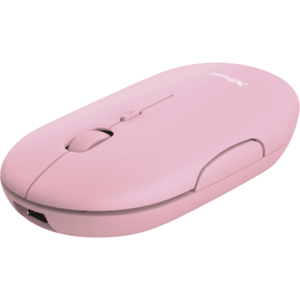 Mouse wireless Trust Puck, 2.4GHz si Bluetooth, reincarcabil USB-C, Roz imagine