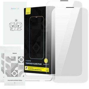 Tempered Glass Baseus Corning for iPhone 13 Pro Max/14 Plus with built-in dust filter imagine