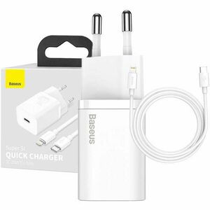 Baseus Super Si Quick Charger 1C 20W with USB-C cable for Lightning 1m (white) imagine