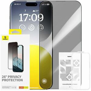 Privacy Protection Tempered Glass Baseus Diamond iPhone 15 Plus imagine