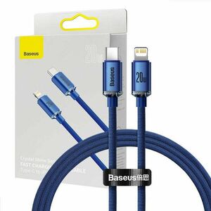 Baseus Crystal cable USB-C to Lightning, 20W, 1.2m (blue) imagine