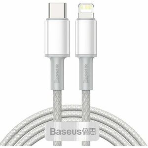 USB-C to Lightning Baseus High Density Braided Cable, 20W, PD, 2m (white) imagine