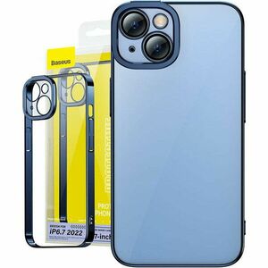 Baseus Glitter Transparent Case and Tempered Glass set for iPhone 14 Plus (blue) imagine
