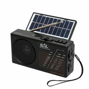 Radio hibrid solar, BT/USB/SD, 3 benzi, mufa jack 3.5 mm, cablu USB imagine