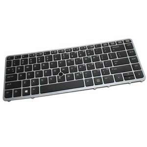 Tastatura HP EliteBook 740 G1 neagra cu rama gri iluminata backlit imagine