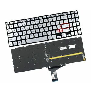 Tastatura Argintie Asus X515JA iluminata layout US fara rama enter mic imagine