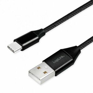 Cablu alimentare si date, pt. smartphone, USB 2.0 (T) la USB 2.0 Type-C (T), 0.3m, premium, cablu cu impletire din bumbac, negru imagine