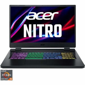 Laptop Gaming Acer Nitro 5 AN517-42 cu procesor AMD Ryzen™ 5 6600H pana la 4.50 GHz, 17.3 Full HD, IPS, 144Hz, 16GB, 1TB SSD, NVIDIA® GeForce RTX™ 3070 8GB GDDR6, No OS, Black imagine