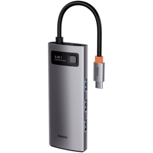 Docking Station Baseus Metal Gleam, USB Type-C, 4K (Gri) imagine