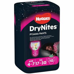 Scutece chilotel pentru noapte Huggies DryNites 4-7 yrs, Girl, 17-30 kg, 10 buc imagine