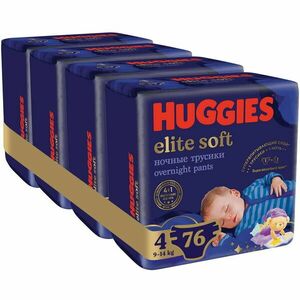 Pachet Scutece chilotel de noapte Huggies Elite Soft Pants Overnight 4, 9-14 kg, 76 buc imagine