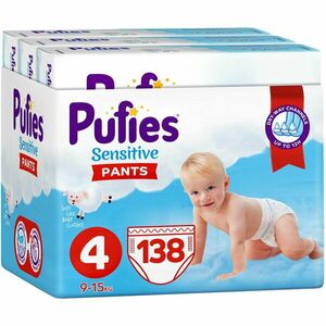 Scutece-chilotel Pufies Pants Sensitive Maxi, Marimea 4, 9-15 kg, 138 buc imagine