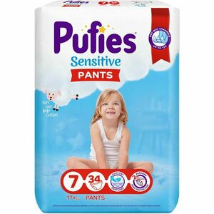 Scutece-chilotel Pufies Pants Sensitive Extra Extra Large, Marimea 7, Maxi Pack, 34 buc imagine