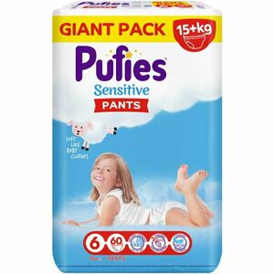Scutece-chilotel Pufies Sensitive, Marimea 6 Extra Large, 15+ kg, 60 buc, Giant pack imagine