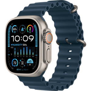 Apple Watch Ultra 2, GPS, Cellular, Carcasa Titanium 49mm, Blue Ocean Band imagine