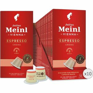 Set 10 x Capsule cafea Julius Meinl Espresso Crema, compatibile Nespresso, 100% biodegradabile, 100 capsule, 560g imagine