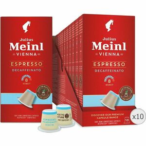 Set 10 x Capsule cafea Julius Meinl Espresso Decaf, decofeinizata, compatibile Nespresso, 100% biodegradabile, 100 capsule, 560g imagine