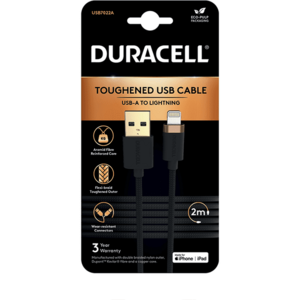 Cablu de date Duracell USB7022A, USB-A - Lightning, 5V/3A, 2m (Negru) imagine