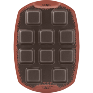 Forma de copt Tefal PerfectBake Mini Tarte patrate, aluminiu reciclat, invelis antiaderent, 21x29 cm, negru & maro imagine