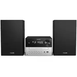 Microsistem audio Philips TAM3205/12, 18W, CD, FM, USB, Bluetooth, Aux, telecomanda, negru/gri imagine