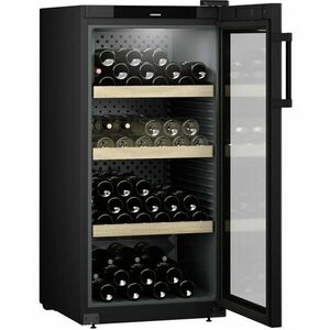 Racitor de vinuri Liebherr WPbl 4201, 272 l, 141 sticle, Clasa E, Rafturi lemn, Control electronic, Touch Display, H 128, 4 cm, Negru imagine