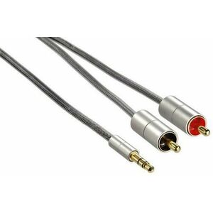 Cablu Audio Hama Aluline 80864, Jack 3.5 mm - 2 x RCA, 1 m (Argintiu) imagine