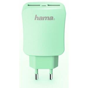 Incarcator Priza Hama Design Line, USB dublu, 3.4 A (Verde) imagine