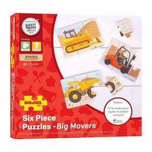 Set 3 puzzle din lemn BigJigs Vehicule pentru constructii BJ817 imagine