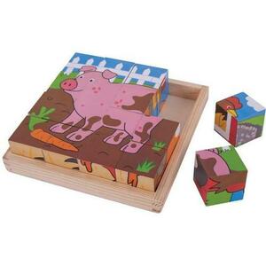 Puzzle cubic BigJigs, Animalute de la ferma imagine
