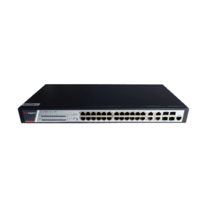 Switch Gigabit cu 28 de porturi Gigabit Hikvision DS-3E2528P(B), 56 Gbps, 51 Mpps, PoE, cu administrare imagine