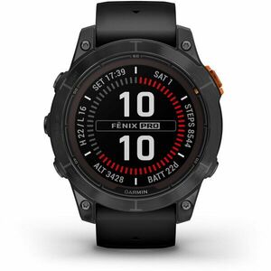 Ceas smartwatch Garmin Fenix 7 Pro Solar, Glass, curea Neagra, Slate Grey imagine