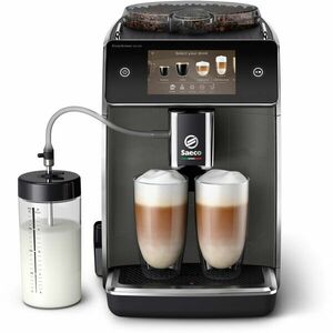 Espressor automat Saeco GranAroma Deluxe SM6682/10, 18 specialitati de cafea, ecran cu touch color 5, 6 profiluri de utilizator, 3 profiluri de gust presetate cu CoffeeMaestro, conectivitate, rasnita ceramica cu 12 trepte de macinare, negru imagine