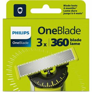 Rezerva OneBlade 360, QP430/50, otel inoxidabil, umed si uscat, kit 3 lame, compatibil cu Philips OneBlade si OneBladePro, Verde imagine