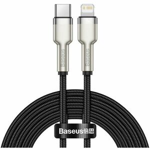 Cablu de date Baseus Cafule Series, Type-C la tip Lightning, Metal Black imagine