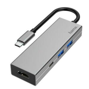 Hub USB Hama 200107, 2 x USB-A, 1 x USB-C, 1 x HDMI (Argintiu) imagine