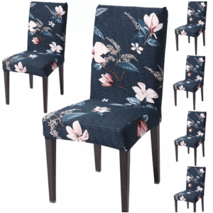 Set 6 huse pentru scaun model Albastru inchis cu flori CC-48 imagine