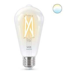 Bec LED inteligent vintage WiZ Filament Whites Philips, Wireless, ST64, E27, 6.7W (60W), 220-240V, temperatura lumina reglabila calda-rece (2700K-6500K), 806 lumeni, durata de viata 15.000 de ore, clasa energetica A++ imagine