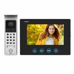 Videointerfon pentru o familie CERES ORNO OR-VID-ME-1056/B, color, monitor ultra-plat LCD 7inch, control automat al portilor, 16 sonerii, infrarosu, tastatura numerica, negru/gri imagine