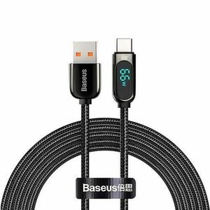 Cablu pentru incarcare si transfer de date Baseus Display, USB/USB Type-C, 66W, 1m, Negru imagine